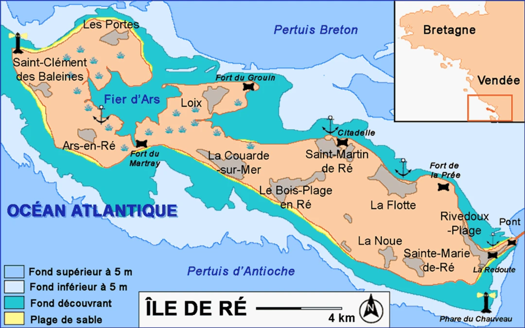 Isla de Ré: Un tesoro natural en el Atlántico francés 3 Mapa de la isla de Ré